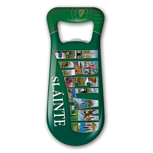 Picture Press Ireland in Text Bottle Opener Fridge Magnet