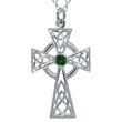 JMH Sterling Silver Trinity Knot Necklace with Green CZ Centre 18 Inch Chain