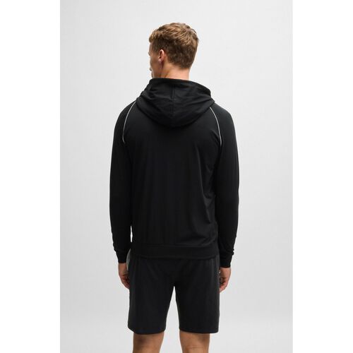 Boss Stretch-cotton jacket with embroidered logo Black