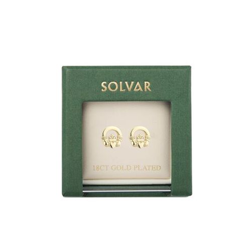 Solvar Gold Plated Claddagh Stud Earrings