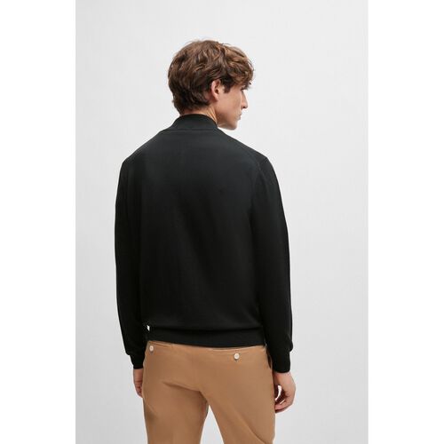 Boss Cotton sweater with embroidered logo Black