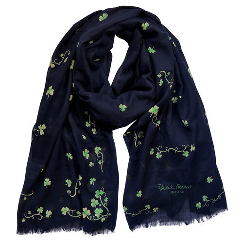 Patrick Francis Navy Shamrock Fashion Scarf