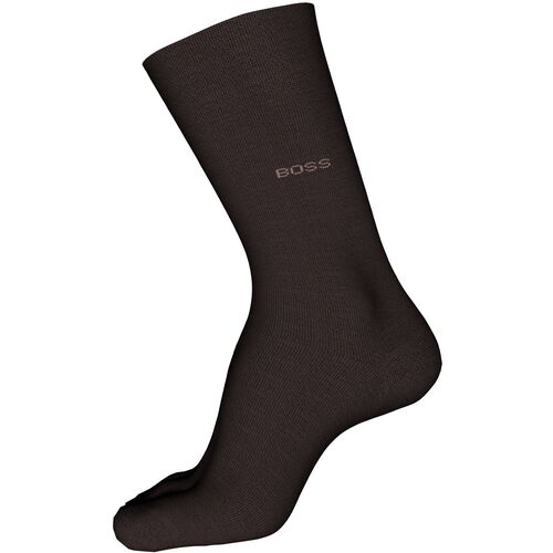 Boss Regular-length logo socks in mercerised Egyptian cotton Dark Brown