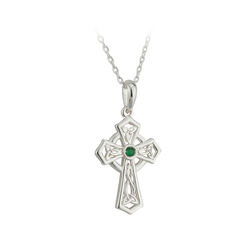 Irish Memories Green Crystal Trinity Cross Pendant