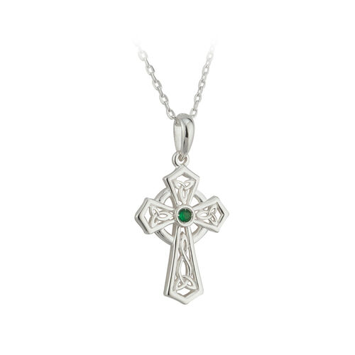Irish Memories Green Crystal Trinity Cross Pendant