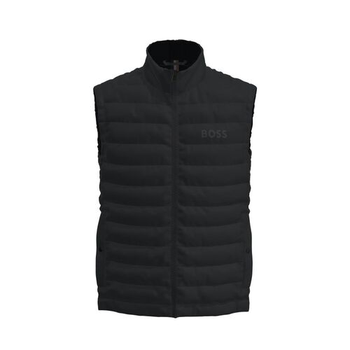 Boss Water-repellent slim-fit gilet with logo patch Black