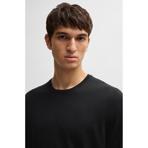 Boss Slim-fit sweater in virgin wool with crew neckline Black