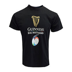 Guinness Black 6 Nations Rugby T-Shirt L