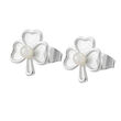 Trinity White Pearl Shamrock Earring