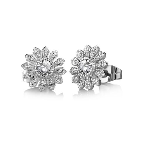 Newbridge Flower Earrings Clear Stone