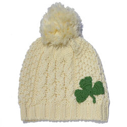 Patrick Francis Cream Shamrock Kids Knit Hat 1-2 Years