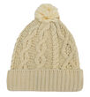 Patrick Francis Cream Aran Knitted Pom-Pom Hat