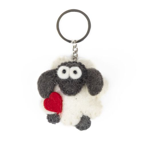 Wool Heart Sheep Keyring