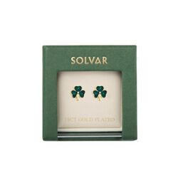 Solvar Gold Plated Shamrock Stud Earrings