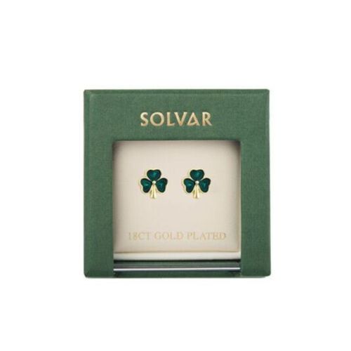 Solvar Gold Plated Shamrock Stud Earrings