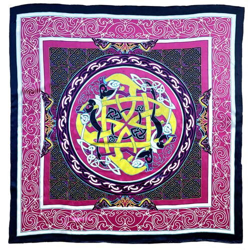 Book of Kells Celtic Cerise Pink & Lime Silk Scarf