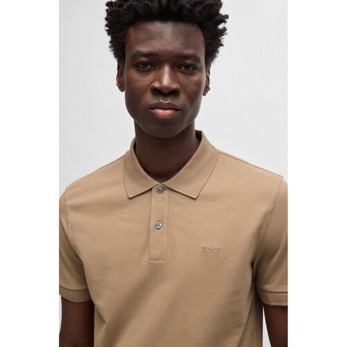 Boss Pallas Regular-fit polo shirt in cotton Beige