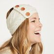 Aran Woollen Mills Multi Cable Headband with Buttons White