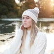 Patrick Francis Patrick Francis Taupe Cream Knit Bobble Hat One Size