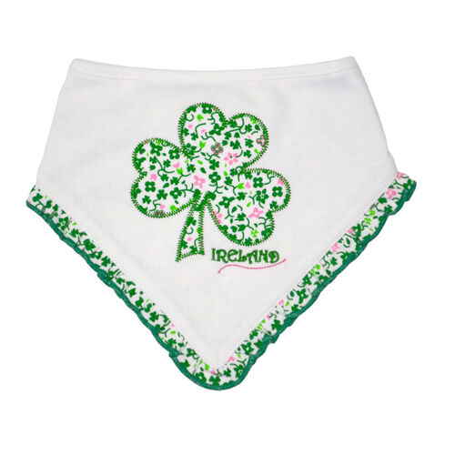 Traditional Craft Kids Overall Print Shamrock Applique Bib