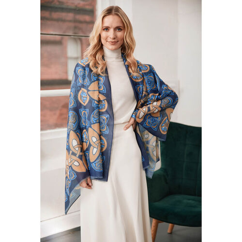 Patrick Francis Navy & Gold Celtic Knot Scarf