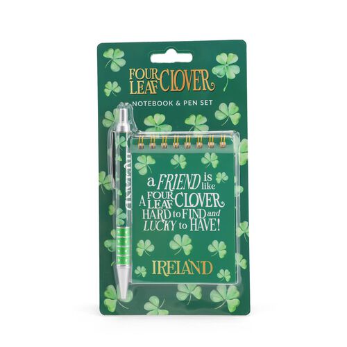 Souvenir Four Leaf Clover Notebook & Pen