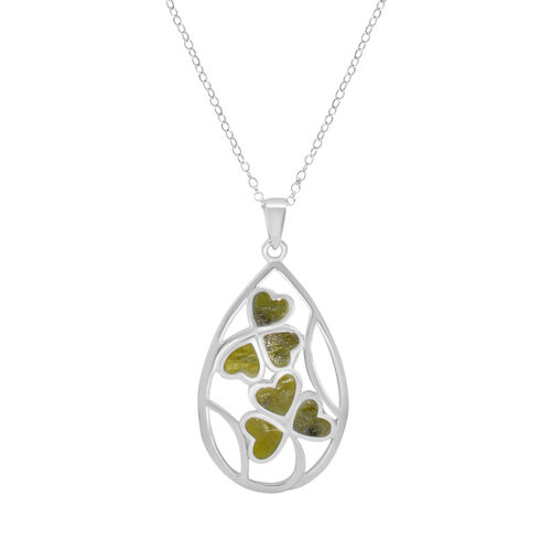 The Connemara Inlaid Pendant On Silver Chain 4cm L x 2cm W