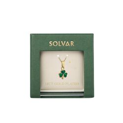 Solvar Gold Plated Lucky Shamrock Pendant