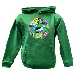 Green Island Kids Yellow Hoodie with Multi colour Eire Design 1-2 Years