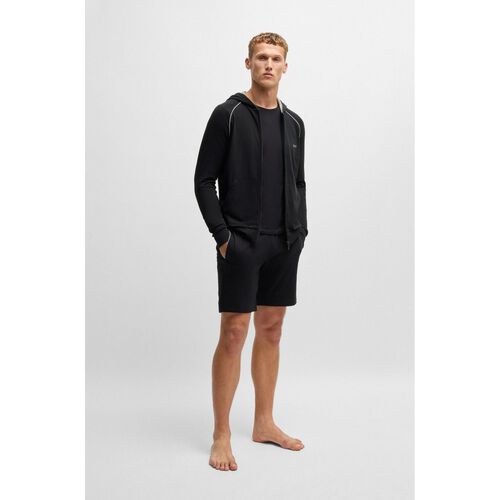Boss Stretch-cotton jacket with embroidered logo Black