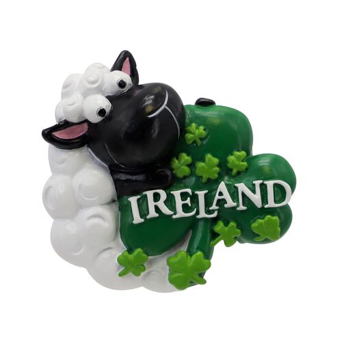 Souvenir Sheep Holding Shamrock Magnet