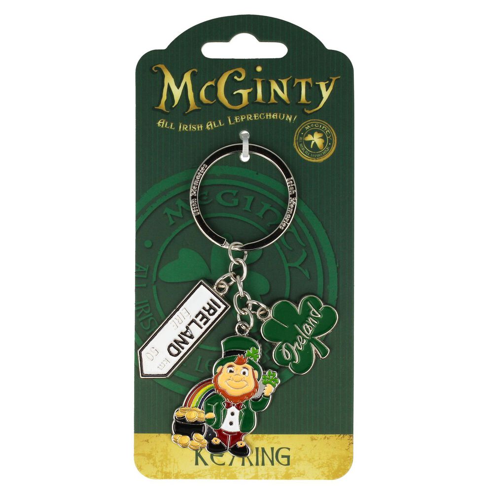 McGinty Leprechaun Pot of Gold Charm Keyring Airport Duty Free