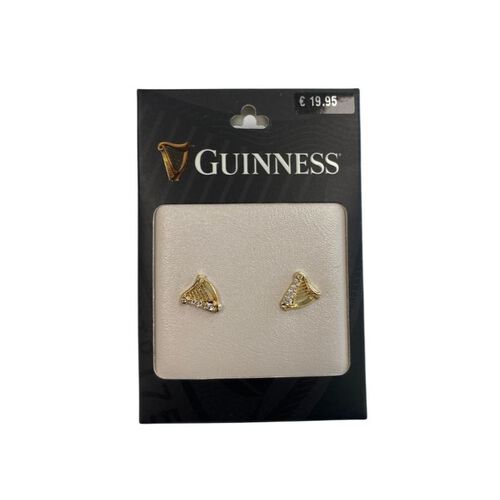 Guinness Gold Crystal Harp Stud Earrings