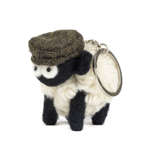 Green Flatcap Sheep Keyring