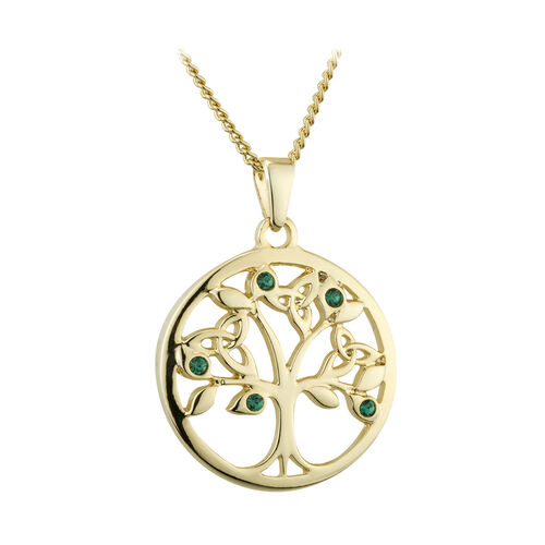 Solvar Gold Plated Crystal Tree Pendant