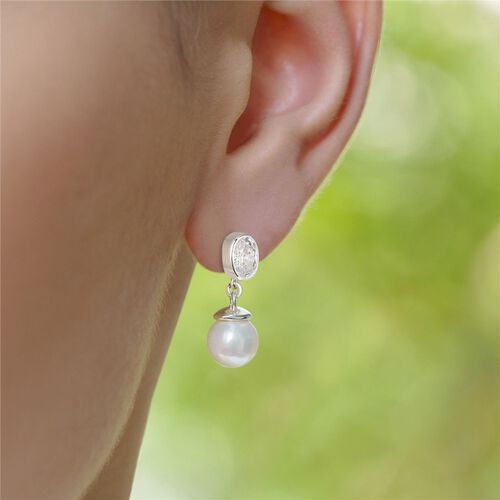 Newbridge Pearl Drop Earrings with Clear Stones
