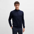Boss Cotton sweater with embroidered logo Dark Blue