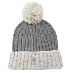 Patrick Francis Patrick Francis Grey Cream Knit Bobble Hat One Size