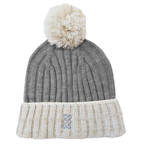 Patrick Francis Patrick Francis Grey Cream Knit Bobble Hat One Size