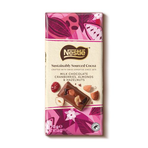 Nestle Sustainable Milk Cranberries, Hazelnut & Almonds Tablet 170g