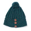 Aran Woollen Mills Merino Ski Hat 3 Buttons Green