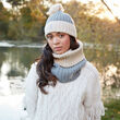 Patrick Francis Patrick Francis Grey Cream Knit Bobble Hat One Size