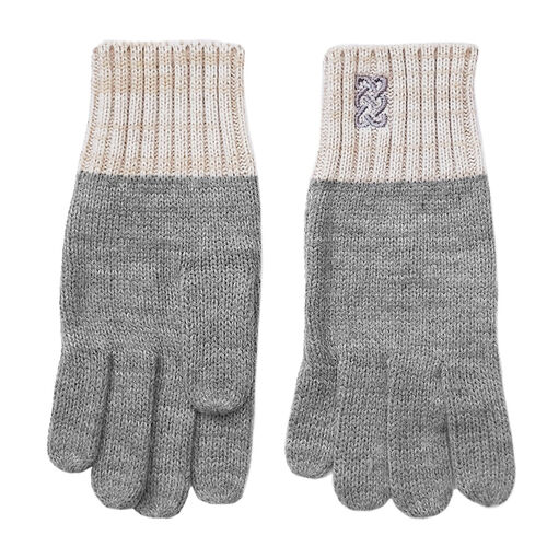 Patrick Francis Patrick Francis Grey Cream Knit Gloves One Size