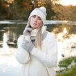 Patrick Francis Patrick Francis Taupe Cream Knit Gloves One Size