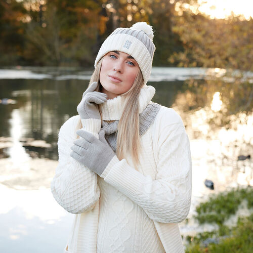 Patrick Francis Patrick Francis Taupe Cream Knit Gloves One Size